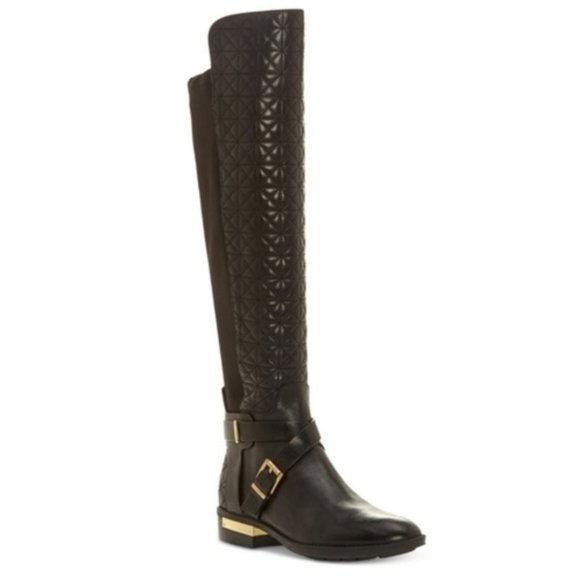 NWOT! Vince Camuto "Patira" Quilted Black Leather Riding Boots! - Picture 2 of 14